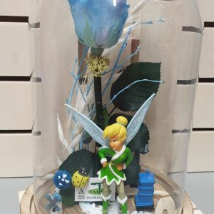 Urna con rosa preservada y figura Disney