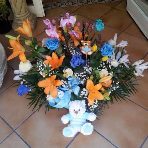 Centro de rosas azules